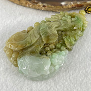 Grandmaster Type A Brownish Green and Faint Lavender Green Jadeite Double Sided Phoenix and Flower Pendant 凤戏牡丹 93.05g 79 by 50.6 by 13mm - Huangs Jadeite and Jewelry Pte Ltd