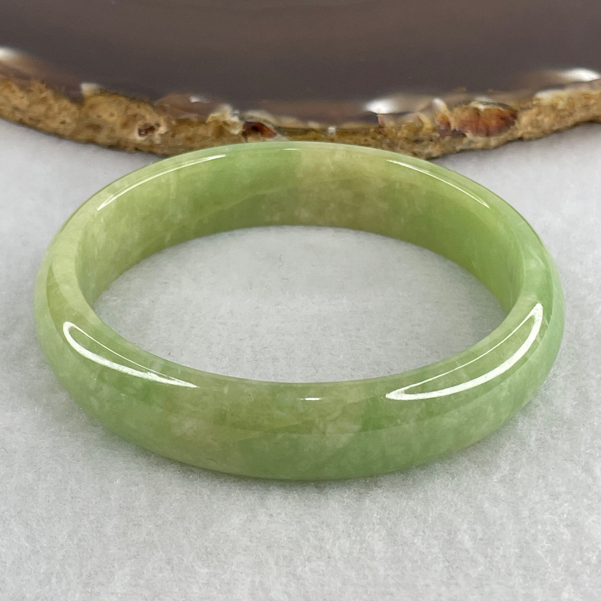 Natural Type A Green & Yellowish Green Jadeite Oval Bangle | 53.0mm Inner Diameter (36.72g | 12.7×6.0mm | Heart & Solar Plexus Chakra Harmony, Abundance & Vitality Shield)(External Line)
