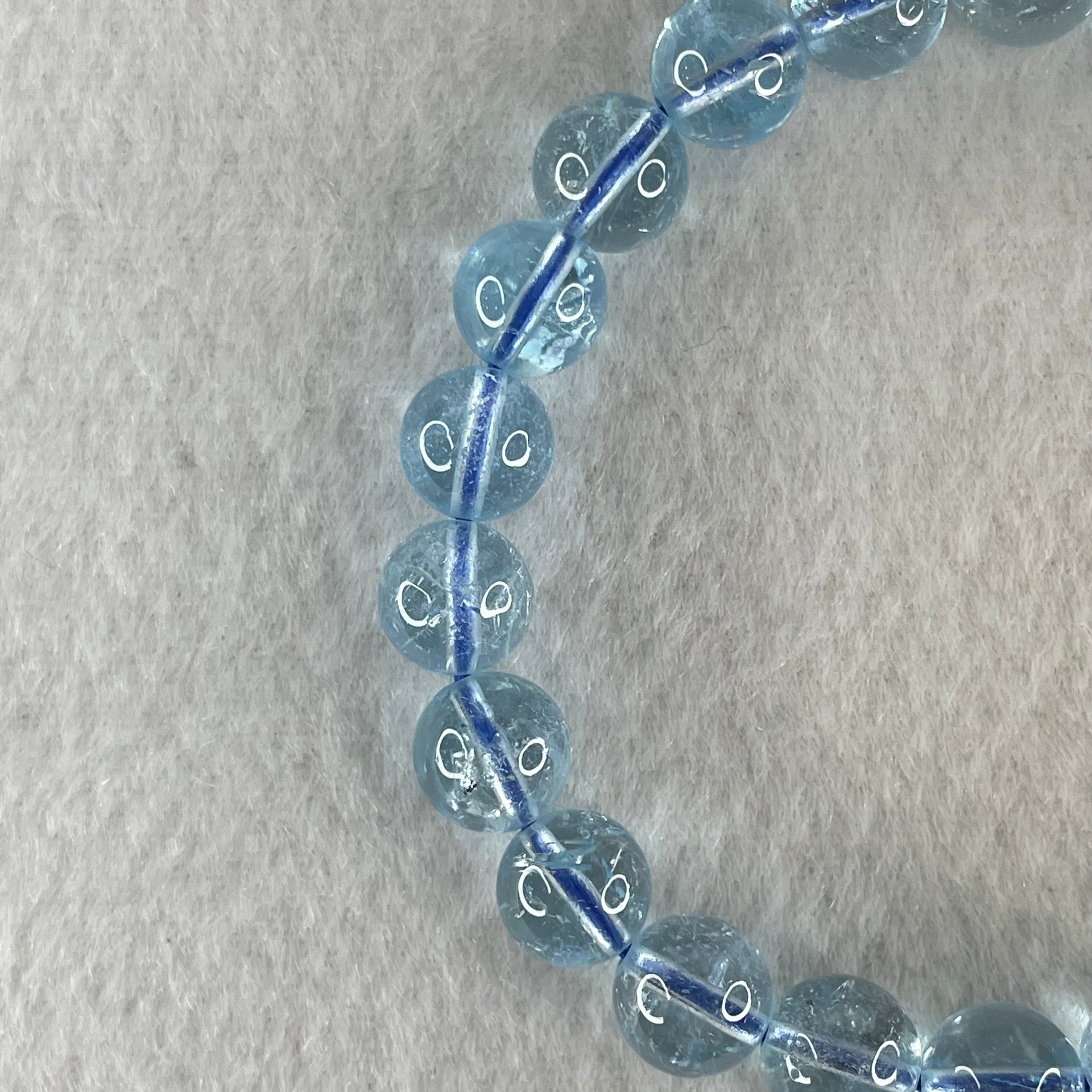 Above Average Natural Blue Topaz Beads Bracelet 26.15g 15.5cm 8.7mm 22 Beads - Huangs Jadeite and Jewelry Pte Ltd