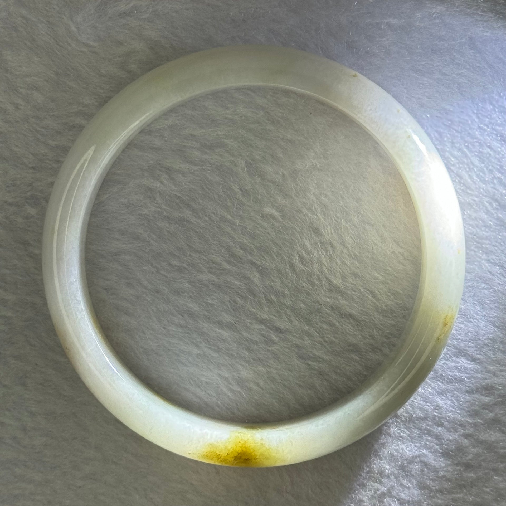 Type A Light Lavender Green with Brown Patches Jadeite Bangle 46.83g Internal Diameter 57.8mm 12.5 by 7.0mm (Very Slight Internal Line) - Huangs Jadeite and Jewelry Pte Ltd