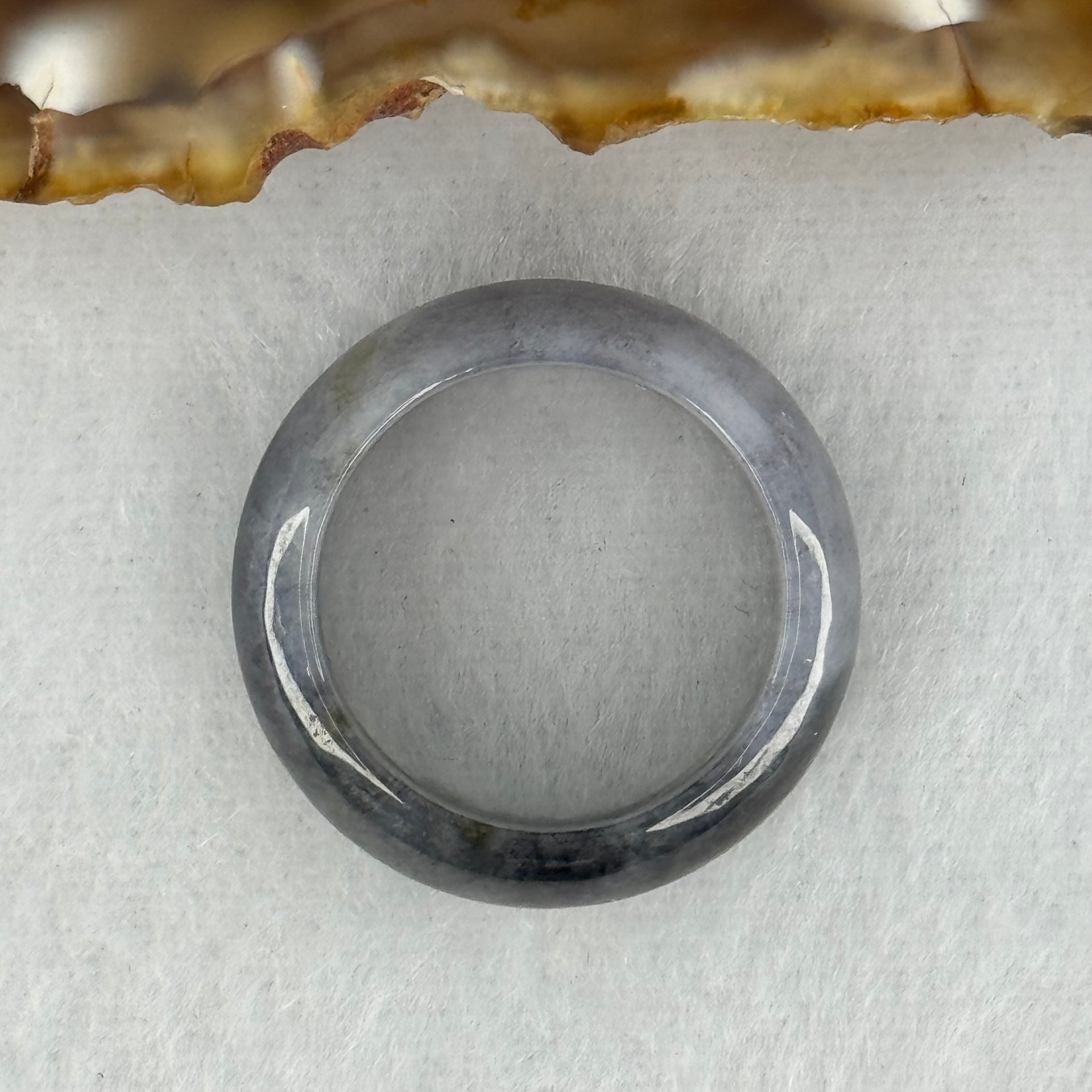 Type A Semi Icy Wuji Grey Black with Lavender Jadeite Thick Ring 5.10g 9.2 by 3.6mm US7.7 HK 17 (Slight Internal Lines) - Huangs Jadeite and Jewelry Pte Ltd