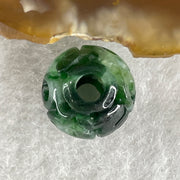 Natural Type A Lao Keng Old Mine Green with Light Green Jadeite Flora Carving Bead Charm 1.38g 10.7mm - Huangs Jadeite and Jewelry Pte Ltd