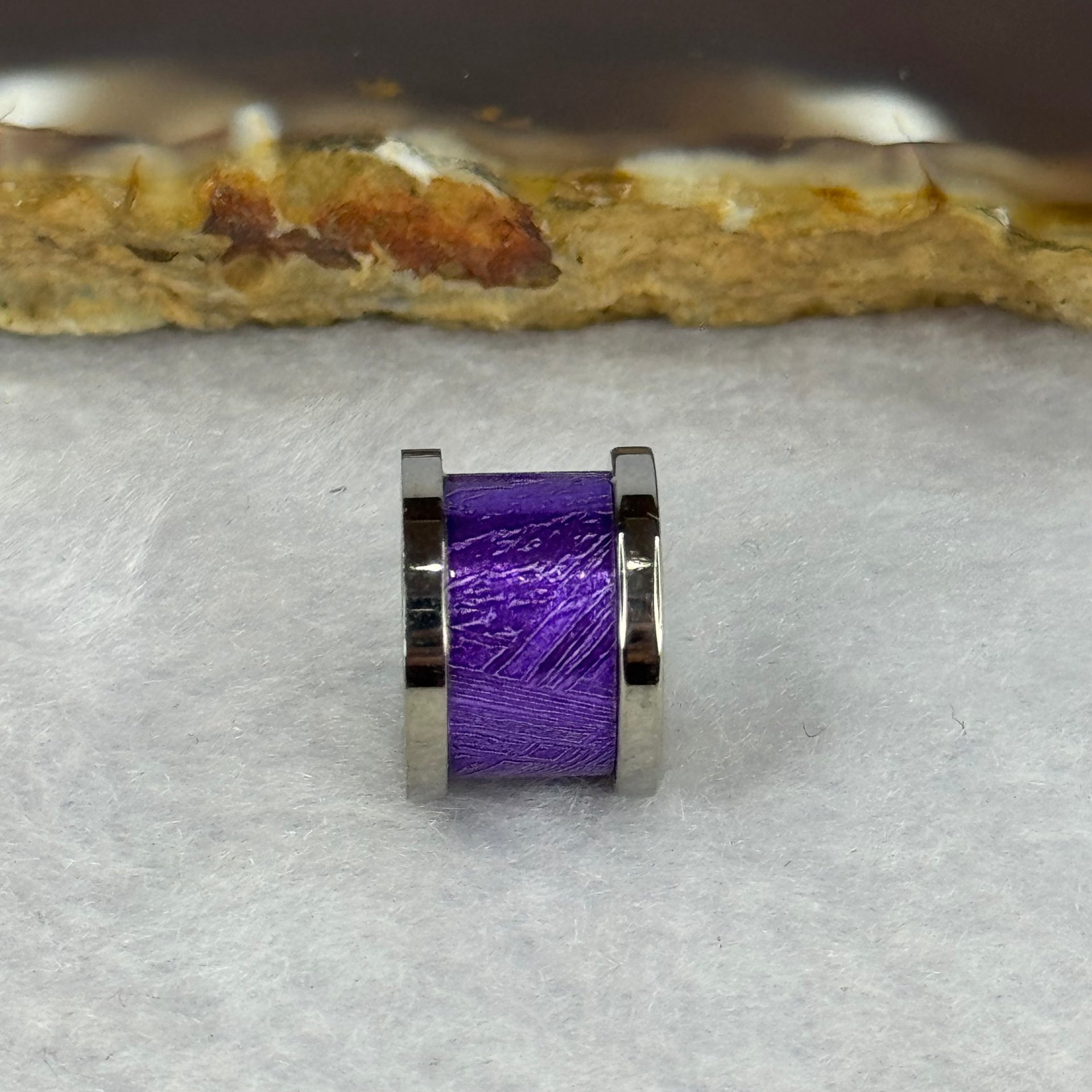 12.0mm Meteorite in Titanium Pendent / Charm (Purple Color) 2.65g 9.0 by 12.6mm - Huangs Jadeite and Jewelry Pte Ltd