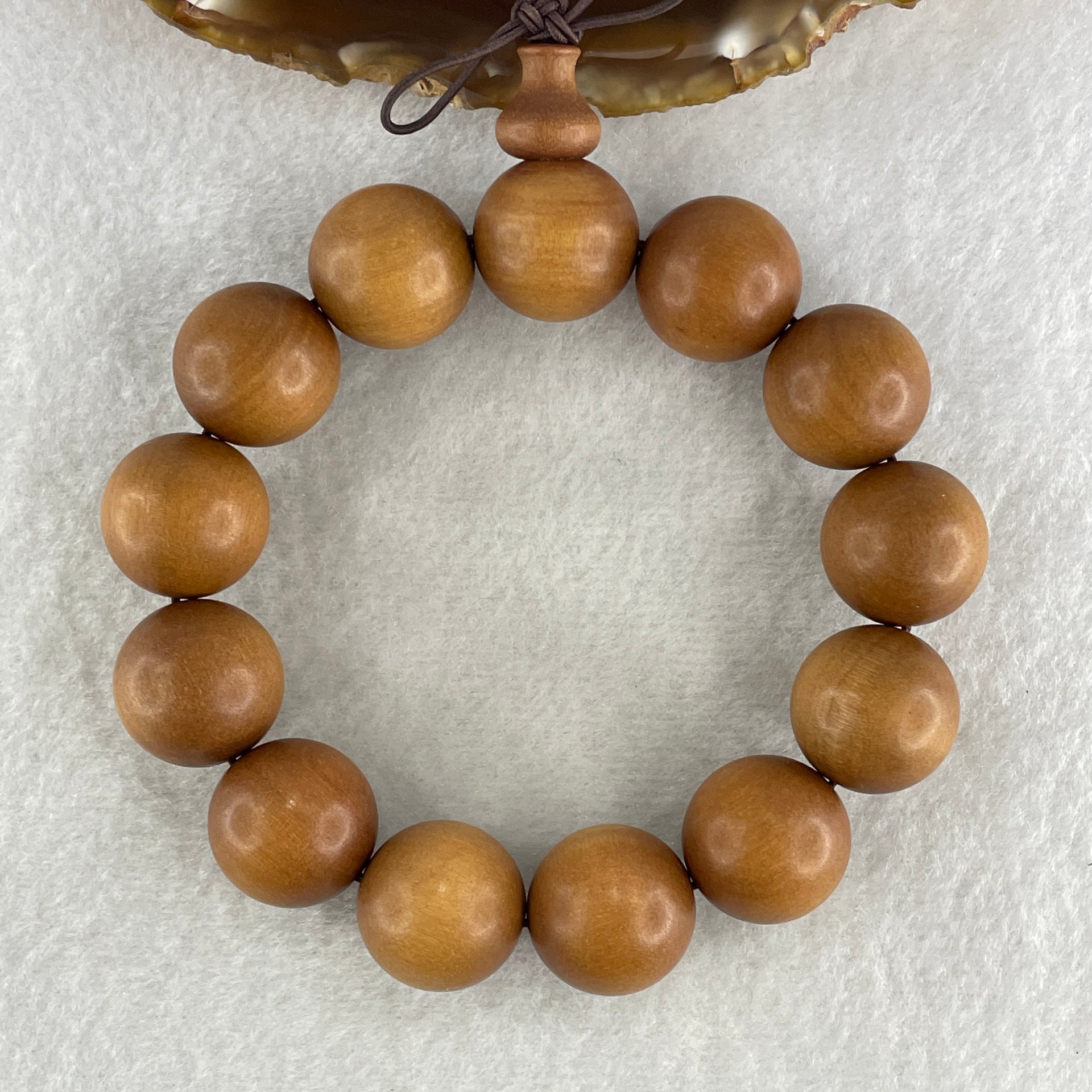 Certified Natural Sandalwood Beads Bracelet 43.90g 18cm 18.0mm 13Beads - Huangs Jadeite and Jewelry Pte Ltd