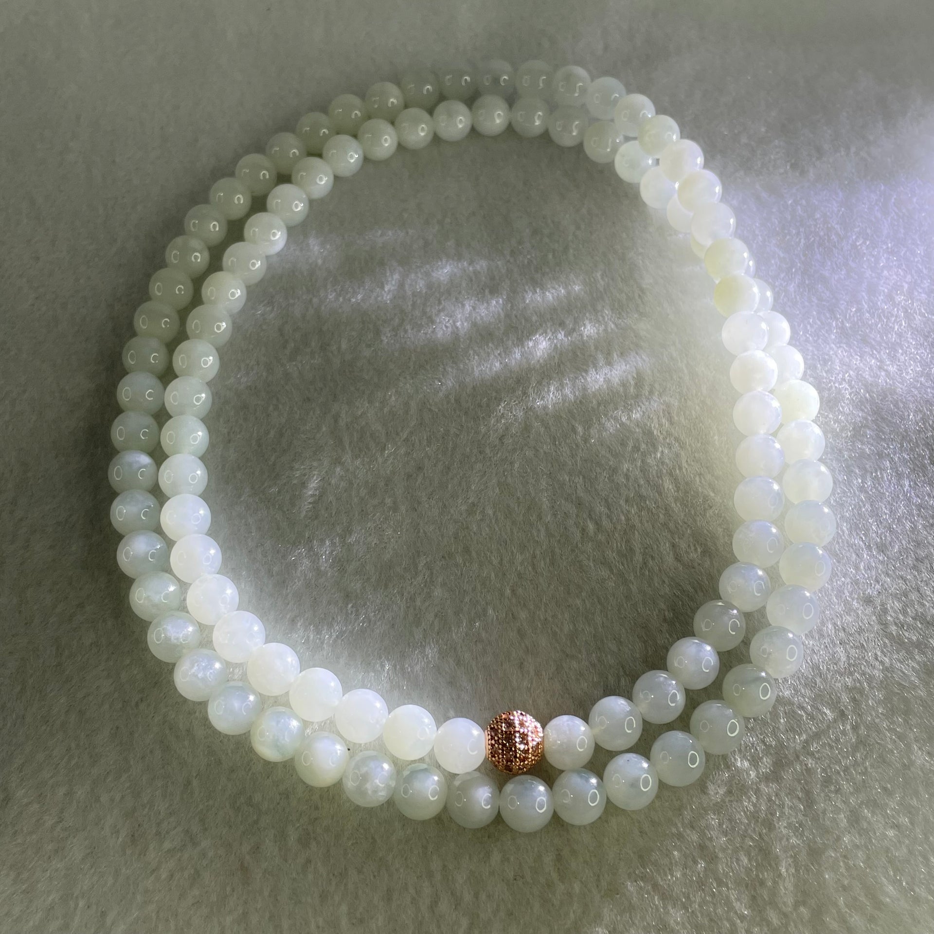 Type A White to Faint Blue Jadeite Beads Necklace 60.62g 66cm 7.0mm 98 Beads - Huangs Jadeite and Jewelry Pte Ltd
