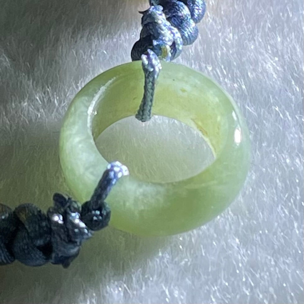 Type A Blueish Green Jadeite Ping An Kou String Bracelet 2.36g 13.8 by 5.8mm - Huangs Jadeite and Jewelry Pte Ltd