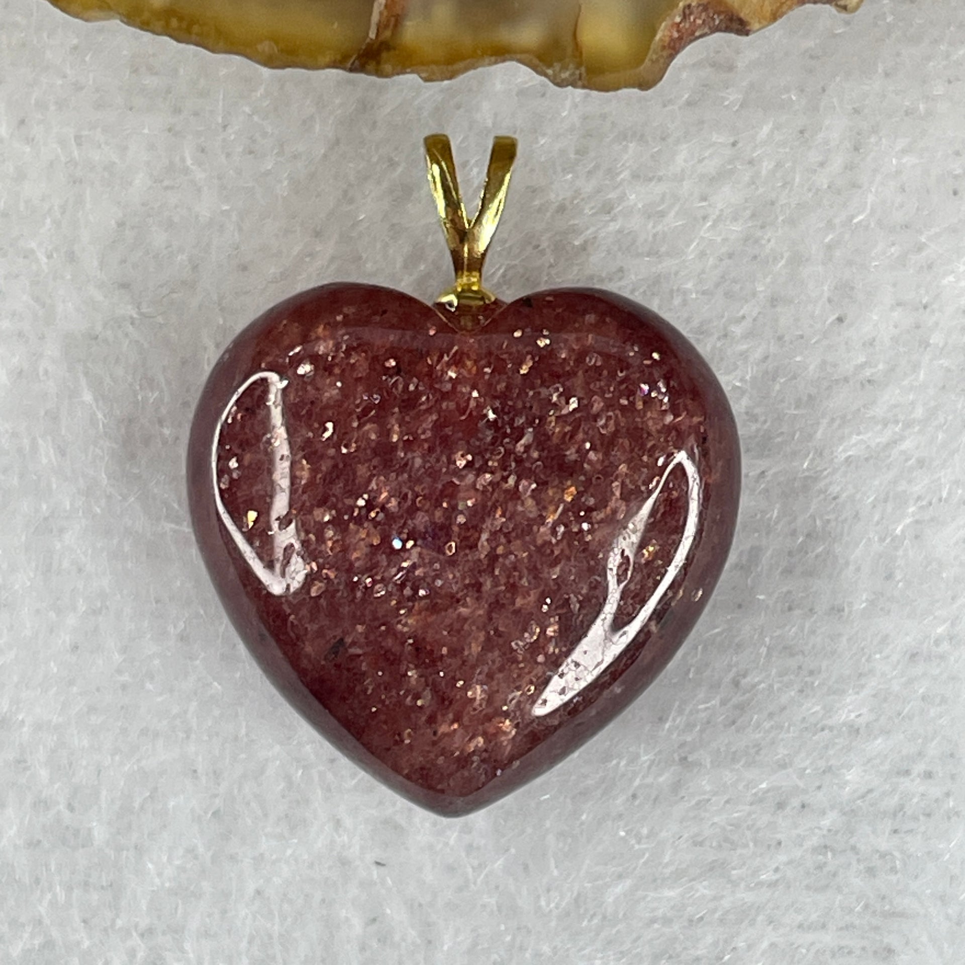 Natural Strawberry Quartz Heart Shape Charm 3.52g 16.8 by 17.2 by 8.2mm - Huangs Jadeite and Jewelry Pte Ltd