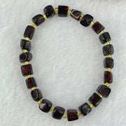 Natural Dark Blood Red Amber Cubes Bracelet 天然血珀手链 4.89g 15.5cm 6.3mm 22 Beads - Huangs Jadeite and Jewelry Pte Ltd
