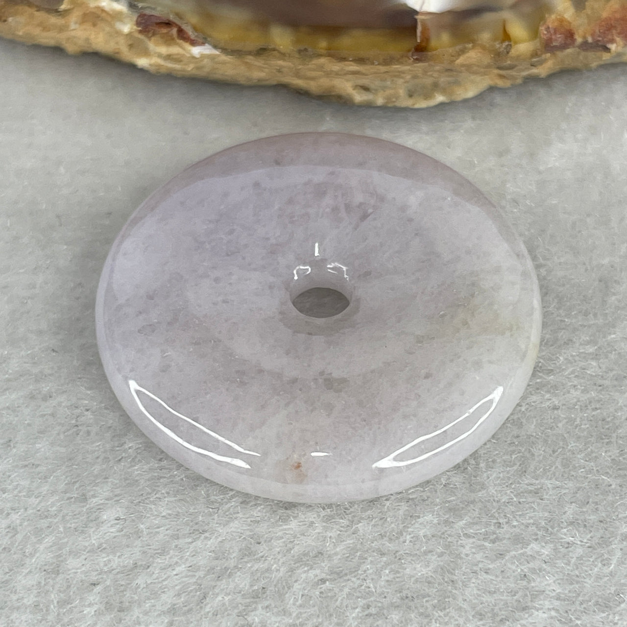 Natural Type A Lavender Jadeite Pendant | Plump Ping An Kou Donut Violet Jade Amulet (10.32g, 29.1x5.7mm)