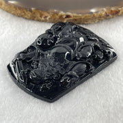 Type A Opaque to Partial Translucent Black Omphacite Jadeite Zhong Kui Pendant 37.41g 64.9 by 49.5 by 8.8mm - Huangs Jadeite and Jewelry Pte Ltd