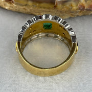 Natural Emerald Approx. 4.0 by 4.0 by 3.0mm with Natural Diamonds in Platinum PT900 and 18K Yellow Gold Ring Total Weight 9.80g US6.25 HK13.5 - Huangs Jadeite and Jewelry Pte Ltd