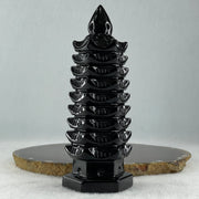 Black Obsidian Pagoda Display 289.4g 49.0 by 45.0 by 129.0mm - Huangs Jadeite and Jewelry Pte Ltd