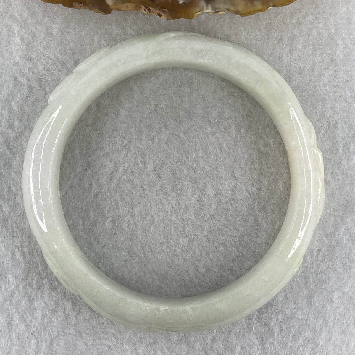 Natural Type A Light Green with Faint Lavender Jadeite Ruyi with Coins Bangle 51.57g Inner Diameter 54.3mm 13.4 by 8.2mm (Slight External Rough) - Huangs Jadeite and Jewelry Pte Ltd