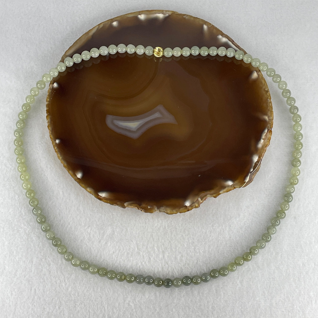 Natural Type A Yellowish Green with Wuji Piao Hua Jadeite Beads Necklace | 100% Untreated Floating Flower Strand | Fine Fei Cui Statement Jewelry (46.35g | 56cm | 6.6mm | 90 Beads)
