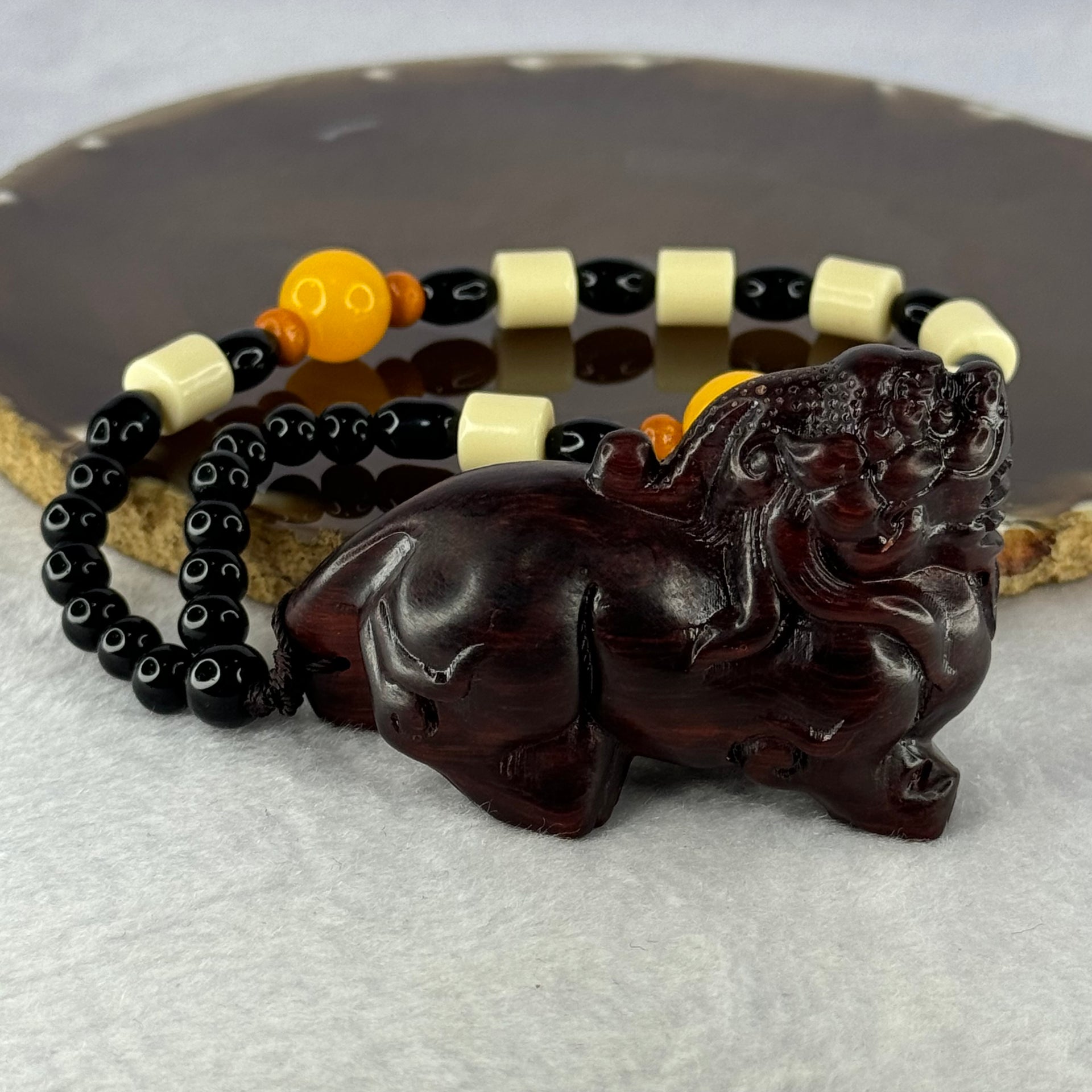 Natural African Rosewood Pixiu Handplay 天然非洲紫檀貔貅手把件 54.65g 64.2 by 27.3 by 43.0mm - Huangs Jadeite and Jewelry Pte Ltd