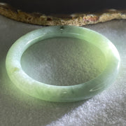 Type A Light Green with Blueish Green piao Hua Floral Jadeite Bangle 41.11g Inner Diameter 55.8mm 8.4 by 9.2mm (Very Slight Internal Lines) - Huangs Jadeite and Jewelry Pte Ltd