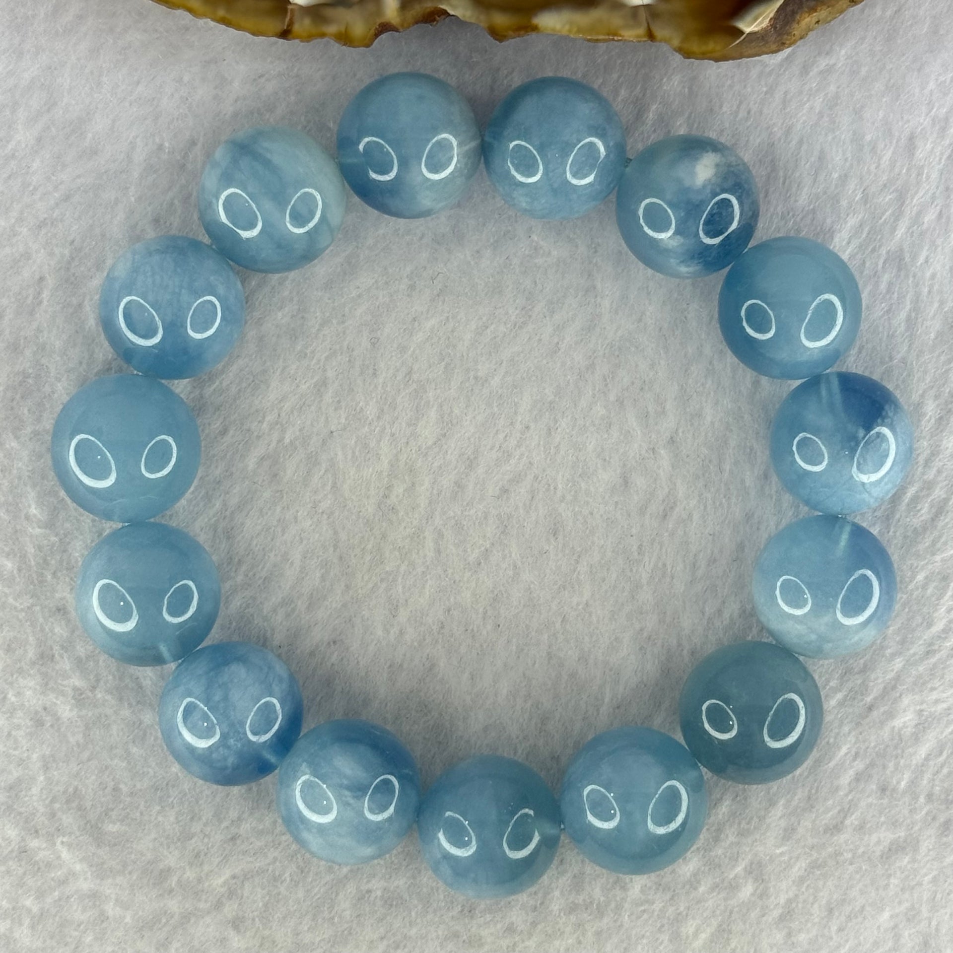 Natural Aquamarine Beads Bracelet 65.17g 19cm 14.8mm  15 Beads - Huangs Jadeite and Jewelry Pte Ltd
