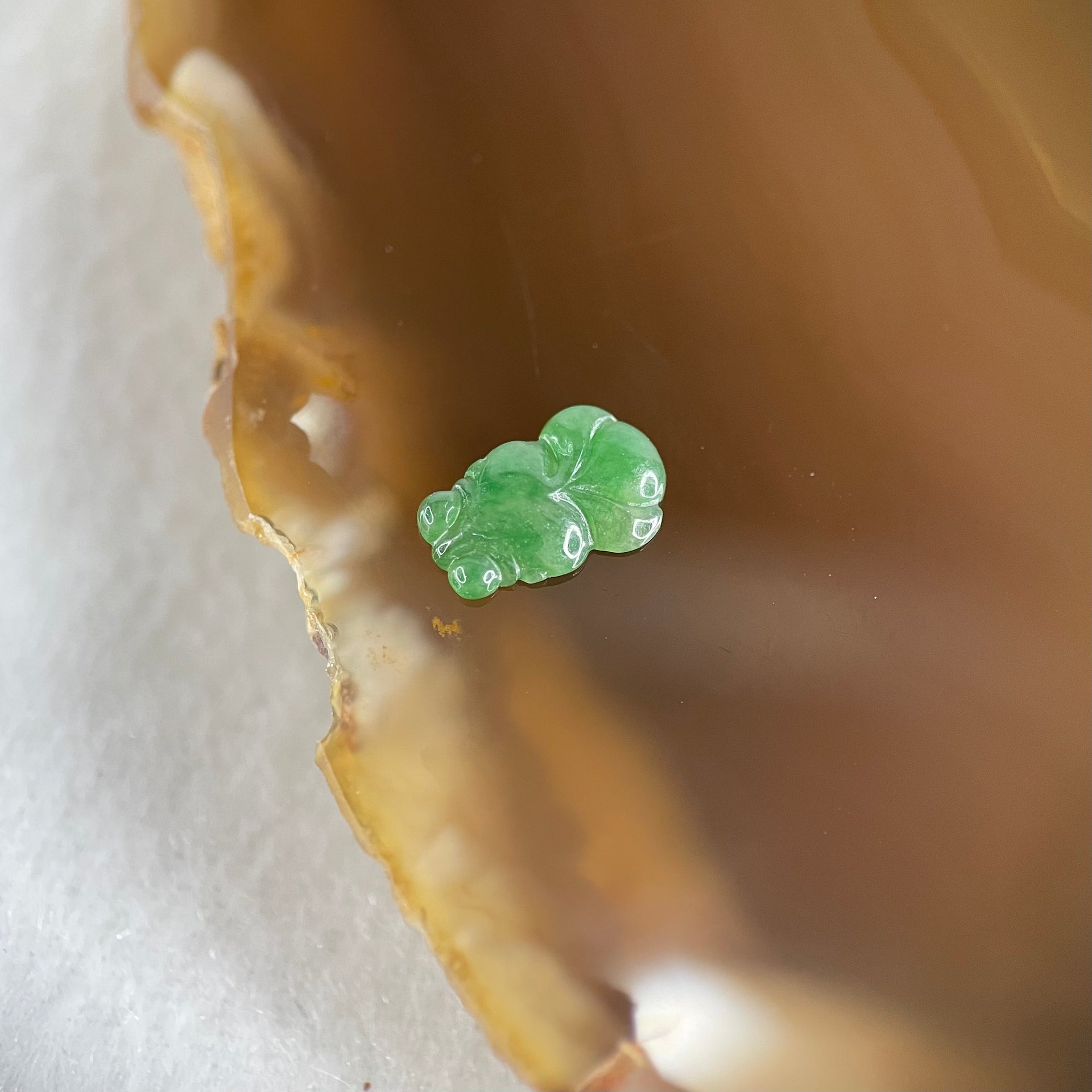 Type A Old Mine Full Green Jadeite Goldfish Charm Stone For Setting 0.20g 9.4 by 6.1 by 1.8mm - Huangs Jadeite and Jewelry Pte Ltd