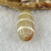 Natural Powerful Tibetan Old Oily Agate 3-Lines Dzi Bead Heavenly Master (Tian Zhu) 三行天诛 3.21g 20.0 by 10.4mm - Huangs Jadeite and Jewelry Pte Ltd