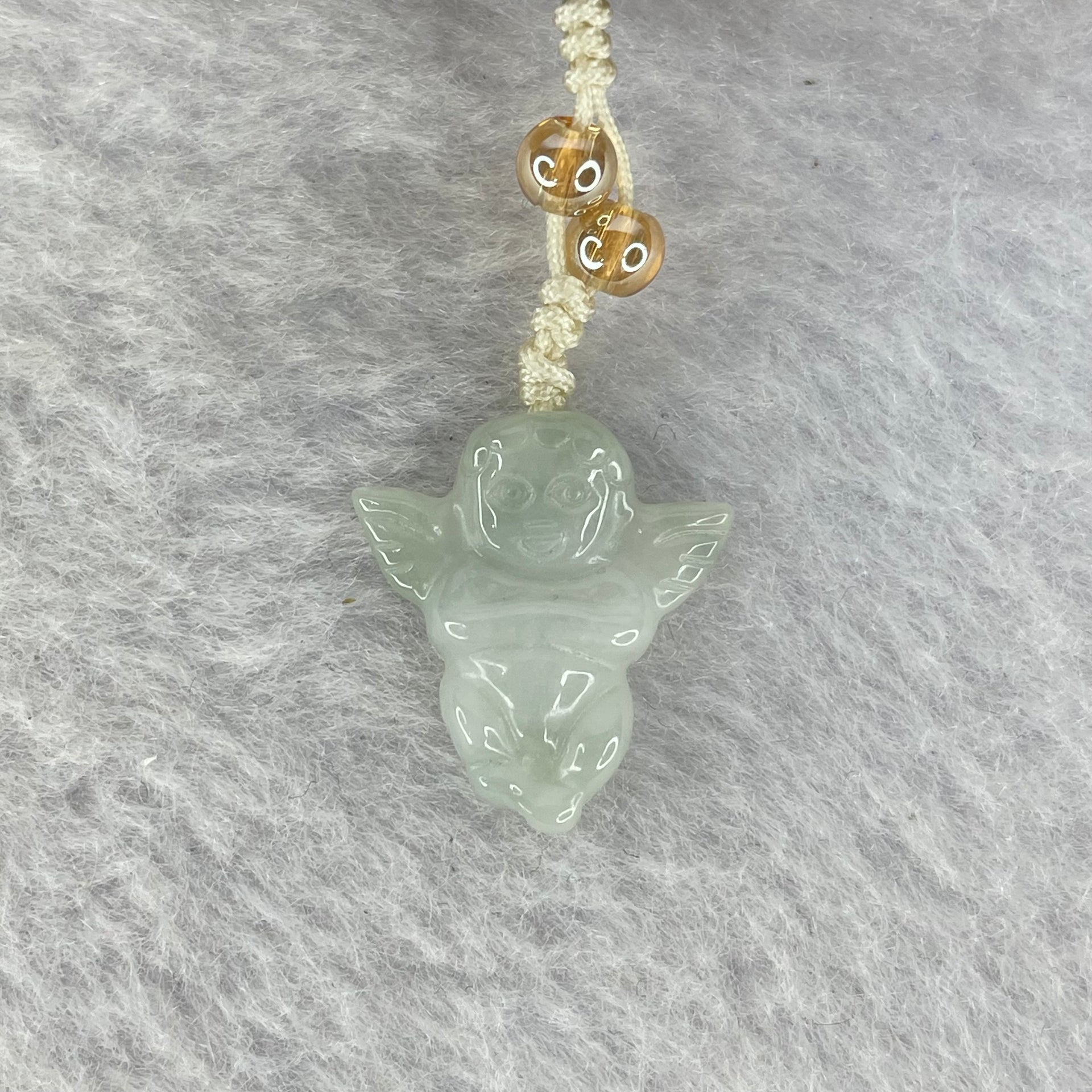 Type A Light Green Jadeite Angel Anklet/Bracelet 2.23g 18.8 by 17.1 by 4.0mm - Huangs Jadeite and Jewelry Pte Ltd