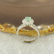 Type A Icy Blueish Green in S925 Sliver Ring (Adjustable Size) 2.63g 5.7 by 2.5mm - Huangs Jadeite and Jewelry Pte Ltd