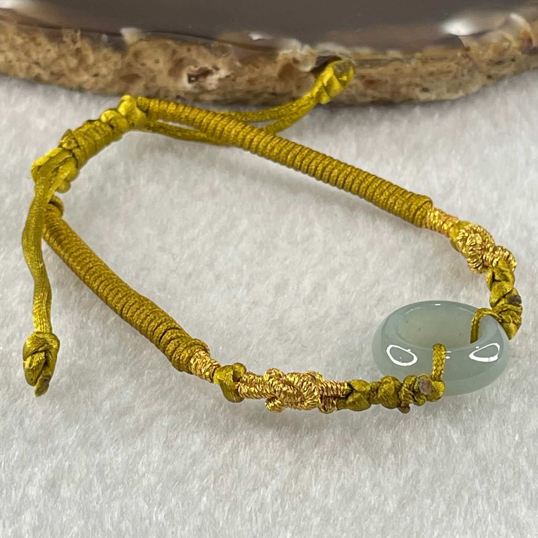 Type A Blueish Green Jadeite Ping An Kou String Bracelet 2.70g 14.9 by 5.6mm - Huangs Jadeite and Jewelry Pte Ltd