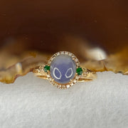 Certified Rare Type A Deep Intense Lavender Jade Jadeite  8.4 by 7.5 by 8.2mm with Diamonds and Jadeite 18K Rose Gold Ring HK14 US6.5 Inner Diameter 17.2mm 3.30g - Huangs Jadeite and Jewelry Pte Ltd