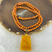 Natural Reddish Brown Amber Beads Necklace 5.mm 123 Beads with Natural Butterscotch Amber Pendant 35.4 by 25.8 by 12.2mm 8.43g 60cm - Huangs Jadeite and Jewelry Pte Ltd
