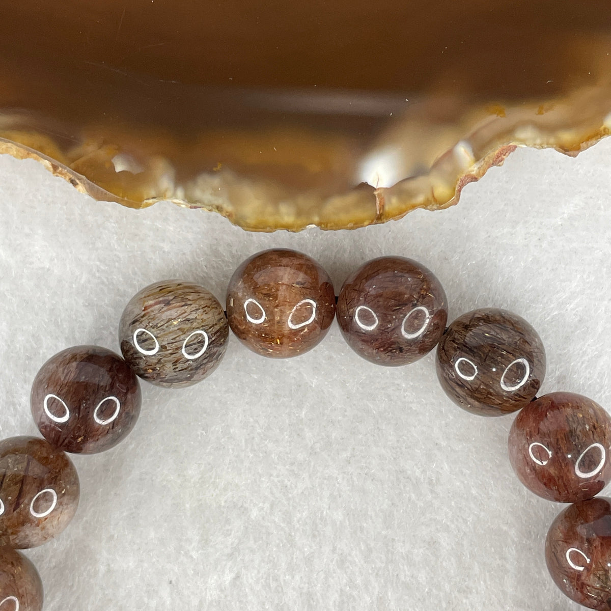 Natural Copper Rutilated Quartz Beads Bracelet | 11.8mm Copper Vitality Amulet (39.56g | 17cm Wrist | 18 Beads)