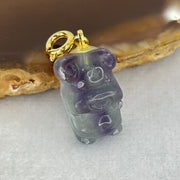 Natural Purple and Green Fluorite Ox Charm Pendant 3.51g 17.2 by 11.0 by 8.6mm - Huangs Jadeite and Jewelry Pte Ltd