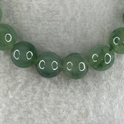 Tye A Natural Jelly Semi Icy Green with Dark Green Piao Hua Jadeite Beads Bracelet 28.75g 14.5cm 9.6mm 19 Beads - Huangs Jadeite and Jewelry Pte Ltd