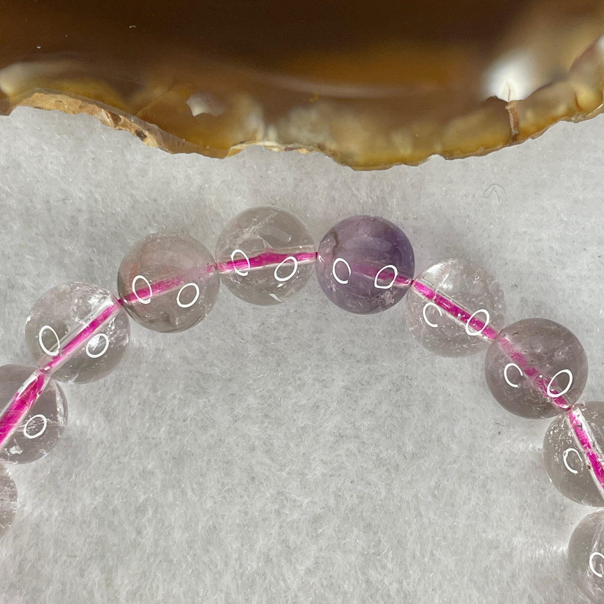 Certified Entry-Grade Natural Super 7 Crystal Beads Bracelet | Substantial Mid-to-Bold Strand Silhouette | Authentic Sacred Seven Multi-Mineral Inclusions Quartz Spiritual Catalyst & Auric Shield Bracelet (22.39g | 16cm Length | 9.3mm | 21 Beads)