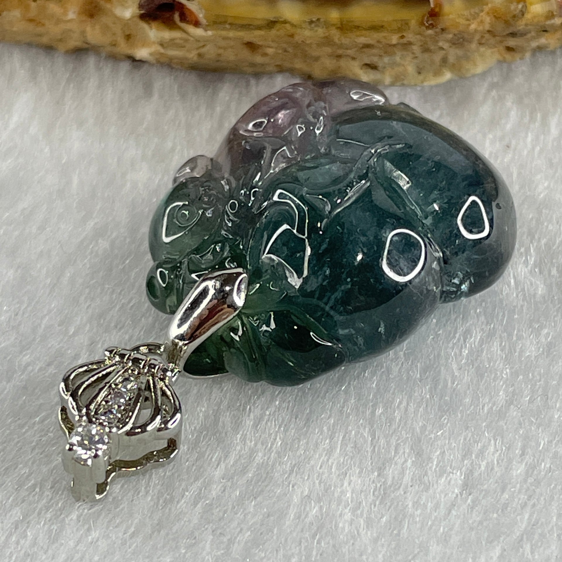 Very Very Good Natural Green Tourmaline Crystal Hulu with Monkey Pendant 9.34g 22.8 by 20.2 by 11.6mm - Huangs Jadeite and Jewelry Pte Ltd