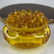 Yellow Liuli Wealth Pot with Ingot Yuan Bao Display Total Weight 330.00g 80.4 by 51.5mm - Huangs Jadeite and Jewelry Pte Ltd