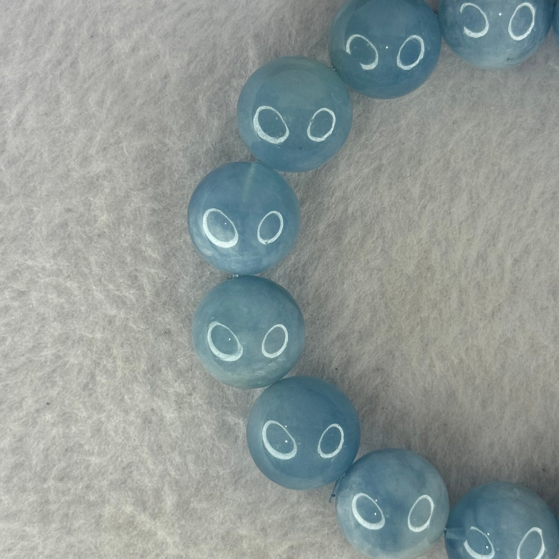 Natural Aquamarine Beads Bracelet 66.27g 19cm 14.8mm 15 Beads - Huangs Jadeite and Jewelry Pte Ltd