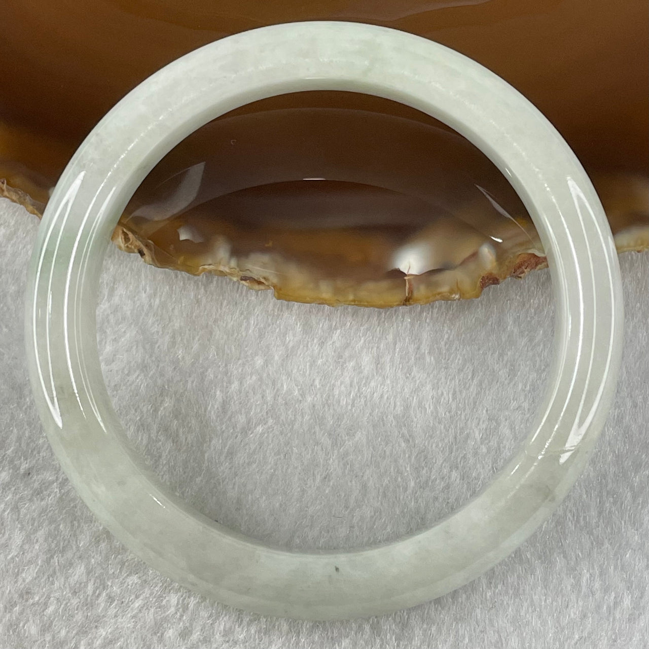 Type A Light Blueish Green Jadeite Bangle 36.10g Internal Diameter 52.8mm 9.5 by 8.0mm (External Lines) - Huangs Jadeite and Jewelry Pte Ltd