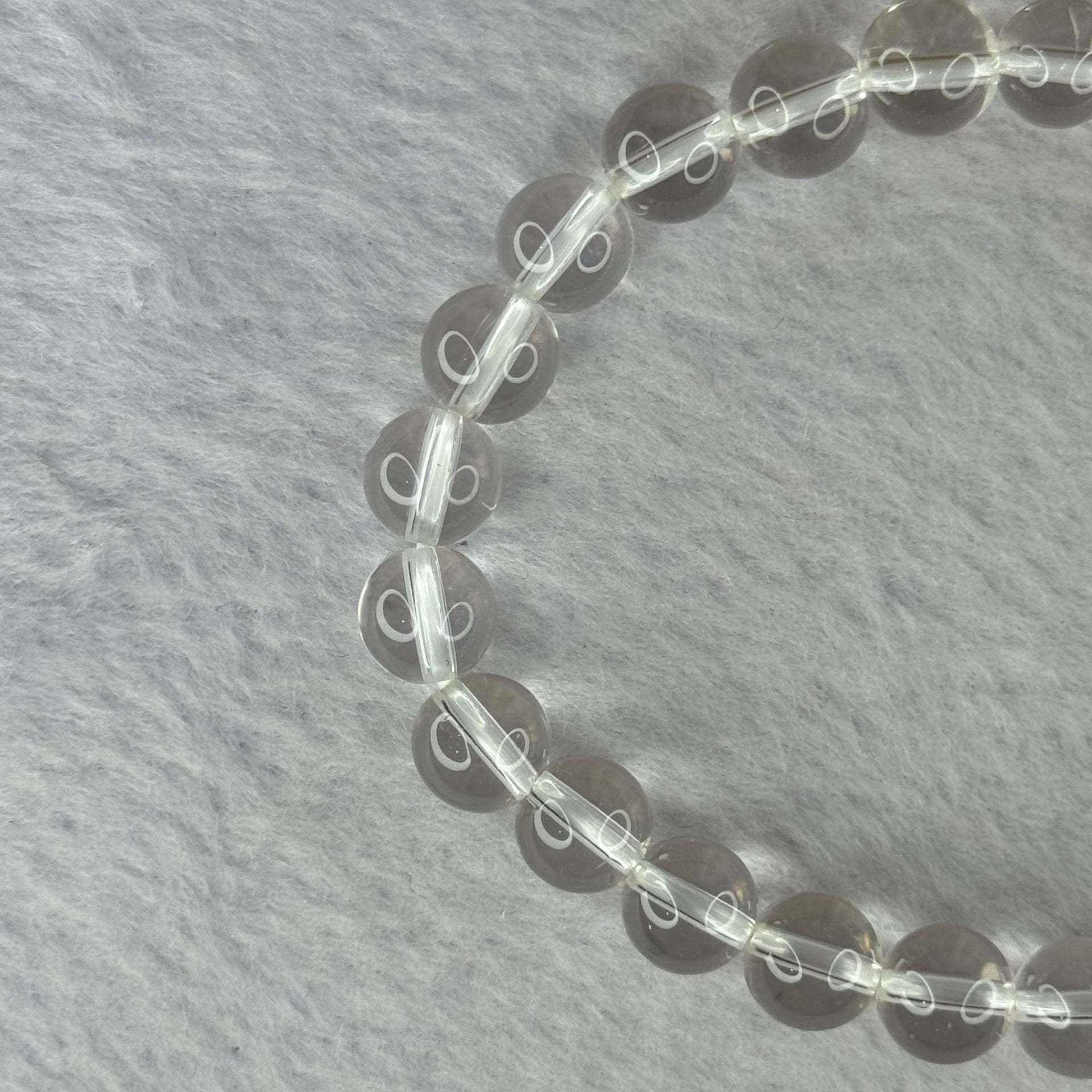 Natural Clear Quartz Bracelet 天然白水晶手链 18.30g 16.5cm 8.4mm 24 Beads - Huangs Jadeite and Jewelry Pte Ltd