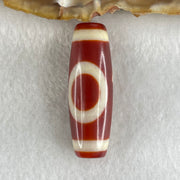 Natural Powerful Tibetan Old Oily Red White Agate One Eye Gold Metal Element Dzi Bead Heavenly Master (Tian Zhu) 一眼金天珠 9.50g 38.2 by 12.8mm - Huangs Jadeite and Jewelry Pte Ltd