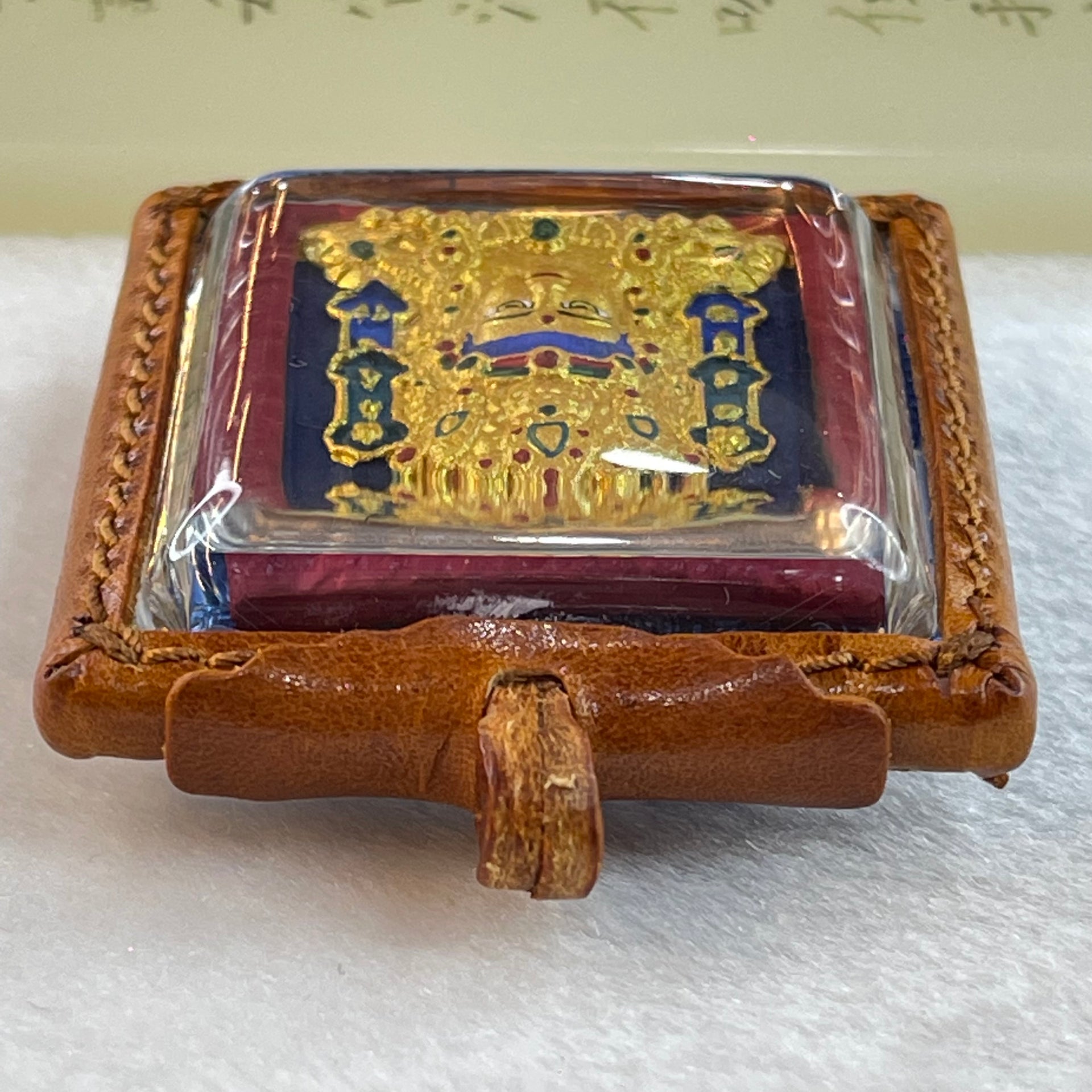 Authentic Thai Butterfly Buddha in Acrylic and Leather Pendent 31.82g 57.4 by 50.9 by 19.3mm - Huangs Jadeite and Jewelry Pte Ltd