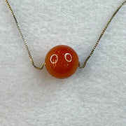 Type A Brownish Red Jadeite Bead with S925 Sliver Necklace 6.10g 13.7mm - Huangs Jadeite and Jewelry Pte Ltd