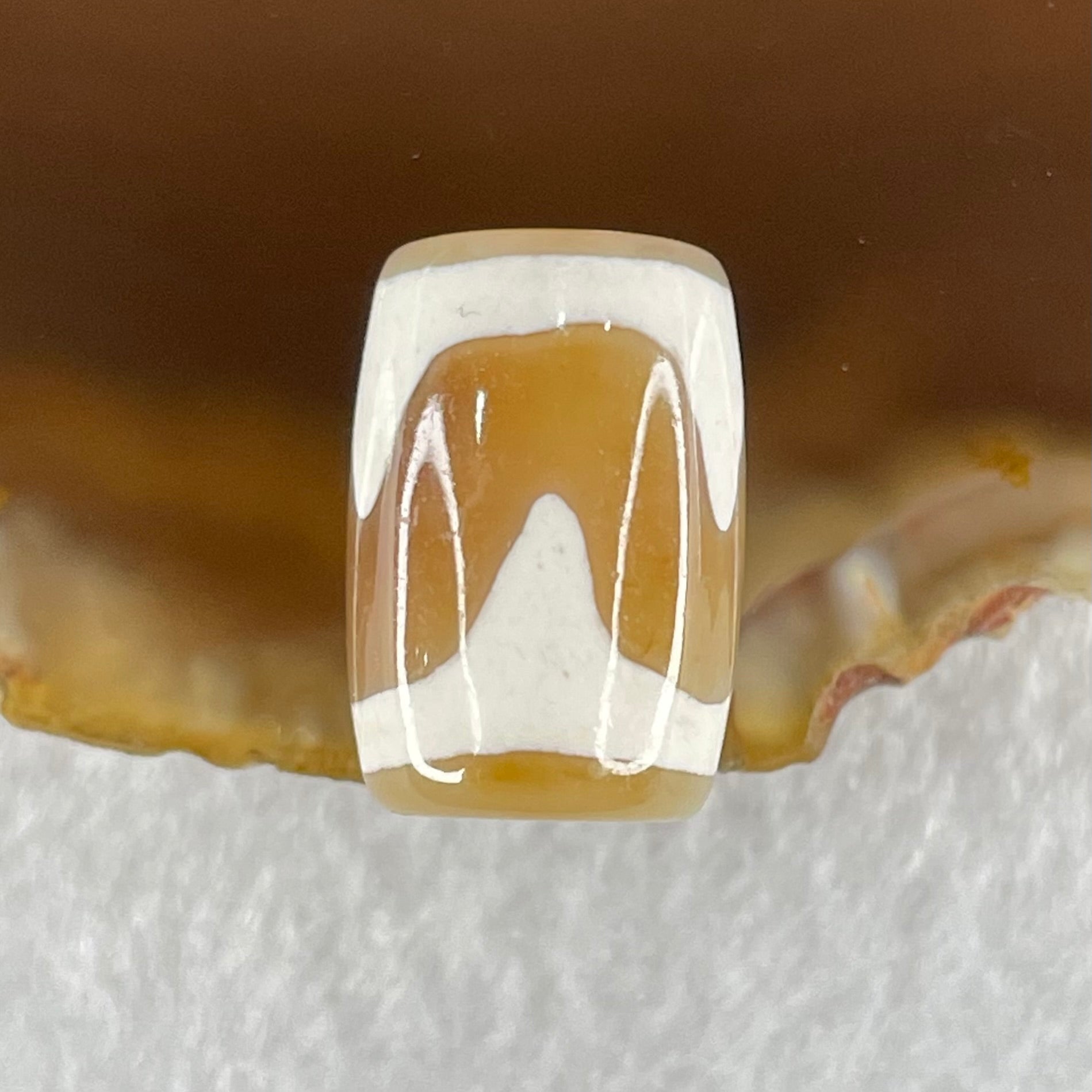 Natural Powerful Tibetan Old Oily Agate Tiger Tooth Daluo Dzi Bead Heavenly Master (Tian Zhu) 虎呀天诛 3.27g 15.7 by 10.8mm - Huangs Jadeite and Jewelry Pte Ltd