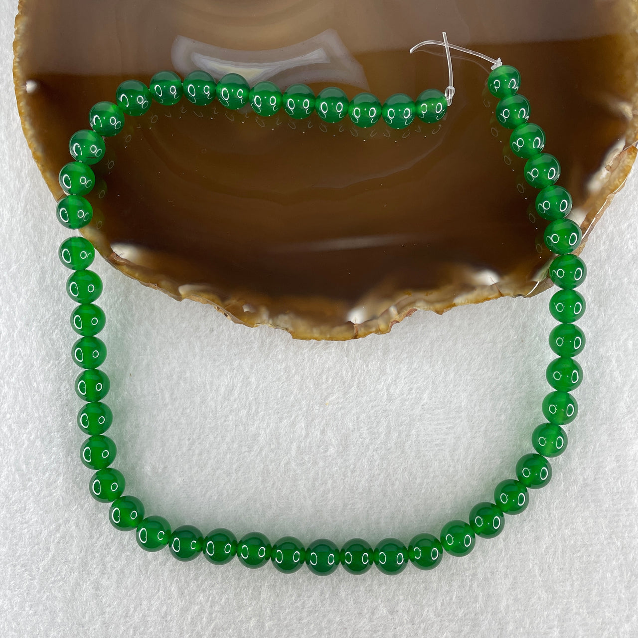 Certified Natural Green Agate Chalcedony Beads Loose Beads for Bracelet 35.56g 38cm 8.3mm 48 Beads
