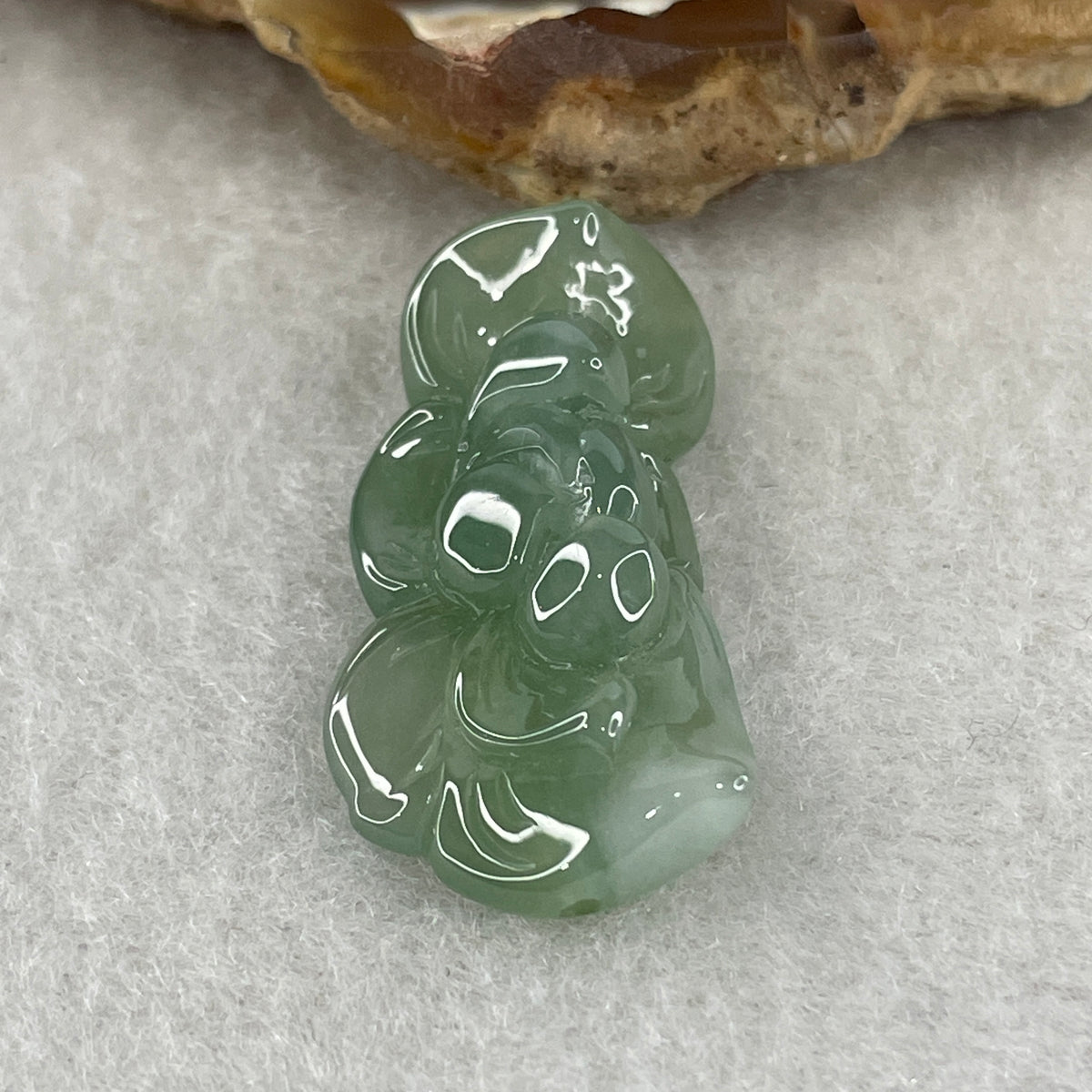 Natural Type A Semi-Icy Green Jadeite Lotus Flower Pendant | Bloom Purity, Renewal & Harmony Talisman (4.96g | 30.9 x 14.8 x 8.0mm) - Huangs Jadeite and Jewelry Pte Ltd