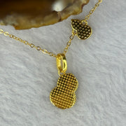 Type A Old Mine Spicy Green Jadeite Hulu with Crystals in S925 Sliver Gold Color Necklace 3.30g 10.1 by 7.0 by 1.0mm - Huangs Jadeite and Jewelry Pte Ltd