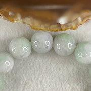 Type A Light Green with Slight Light Lavender Jadeite Beads Bracelet 47.81g 15cm 12.2mm 16 Beads - Huangs Jadeite and Jewelry Pte Ltd