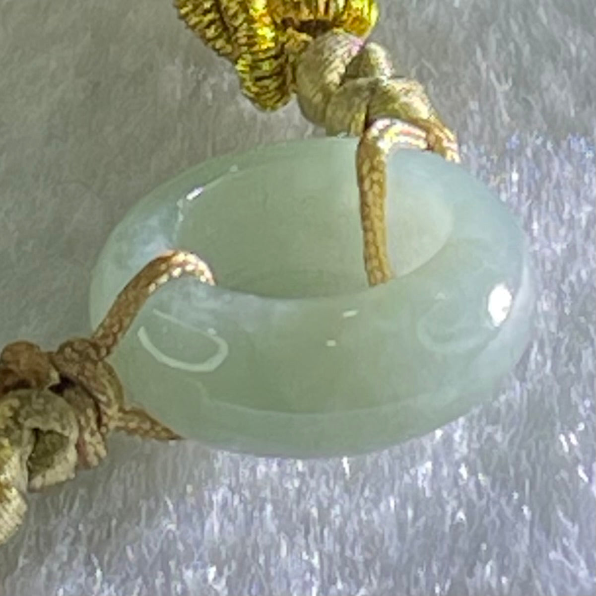 Type A Blueish Green Jadeite Ping An Kou String Bracelet 2.91g 15.2 by 5.7mm - Huangs Jadeite and Jewelry Pte Ltd