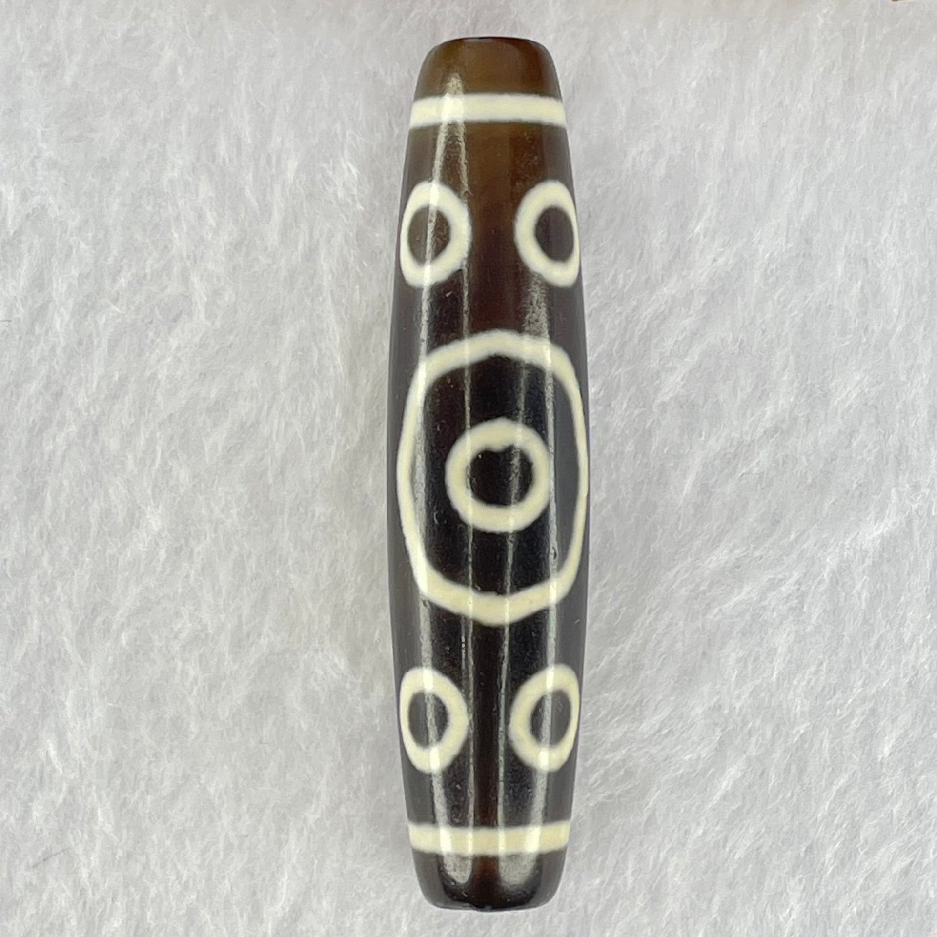 Natural Powerful Tibetan Old Oily Agate 13 Eyes Dzi Bead Heavenly Master (Tian Zhu) 十三眼天诛 17.30g 58.2 by 13.9mm - Huangs Jadeite and Jewelry Pte Ltd