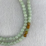 Type A Light Apple Green and Yellow Jadeite Beads Necklace 38.75g 64cm 5.8mm 122 Beads - Huangs Jadeite and Jewelry Pte Ltd