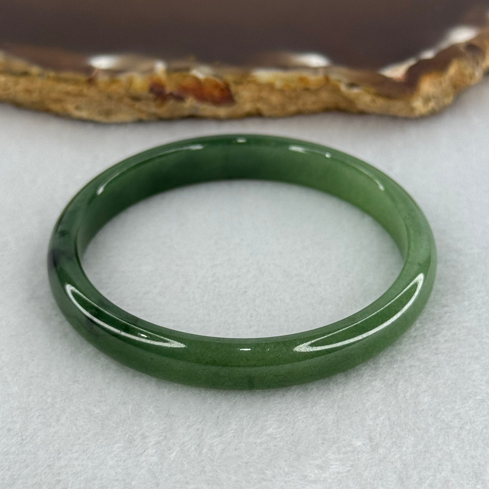 Baby or Kids Type A Green Jadeite Bangle Internal Diameter 44.4mm 13.44g 7.4 by 4.6mm (Slight Internal Lines) - Huangs Jadeite and Jewelry Pte Ltd