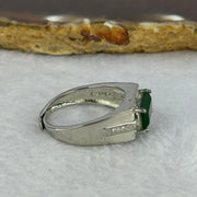 Type A Icy Green Jadeite with Crystals in S925 Sliver Ring (Adjustable Size) 3.54g 11.4 by 6.6 by 2.5mm - Huangs Jadeite and Jewelry Pte Ltd